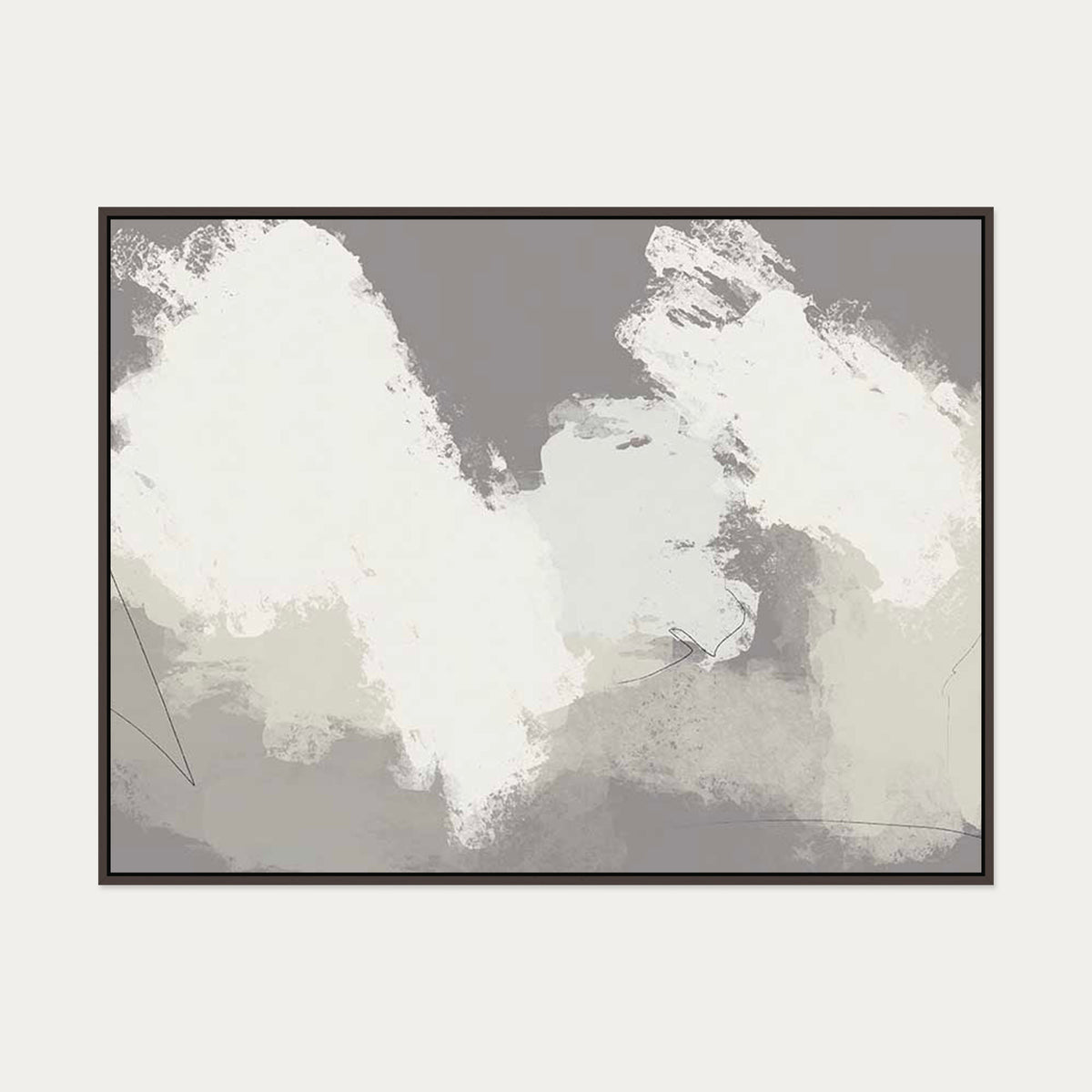 Neutral Notes No4 Canvas Art — 90 x 120 cm — Brown Frame
