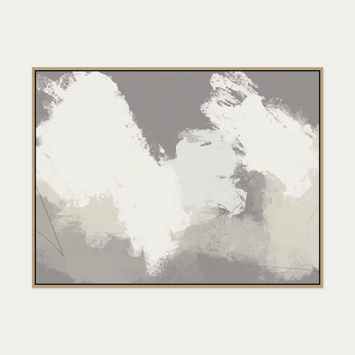 Neutral Notes No4 Canvas Art — 90 x 120 cm — Oak Frame