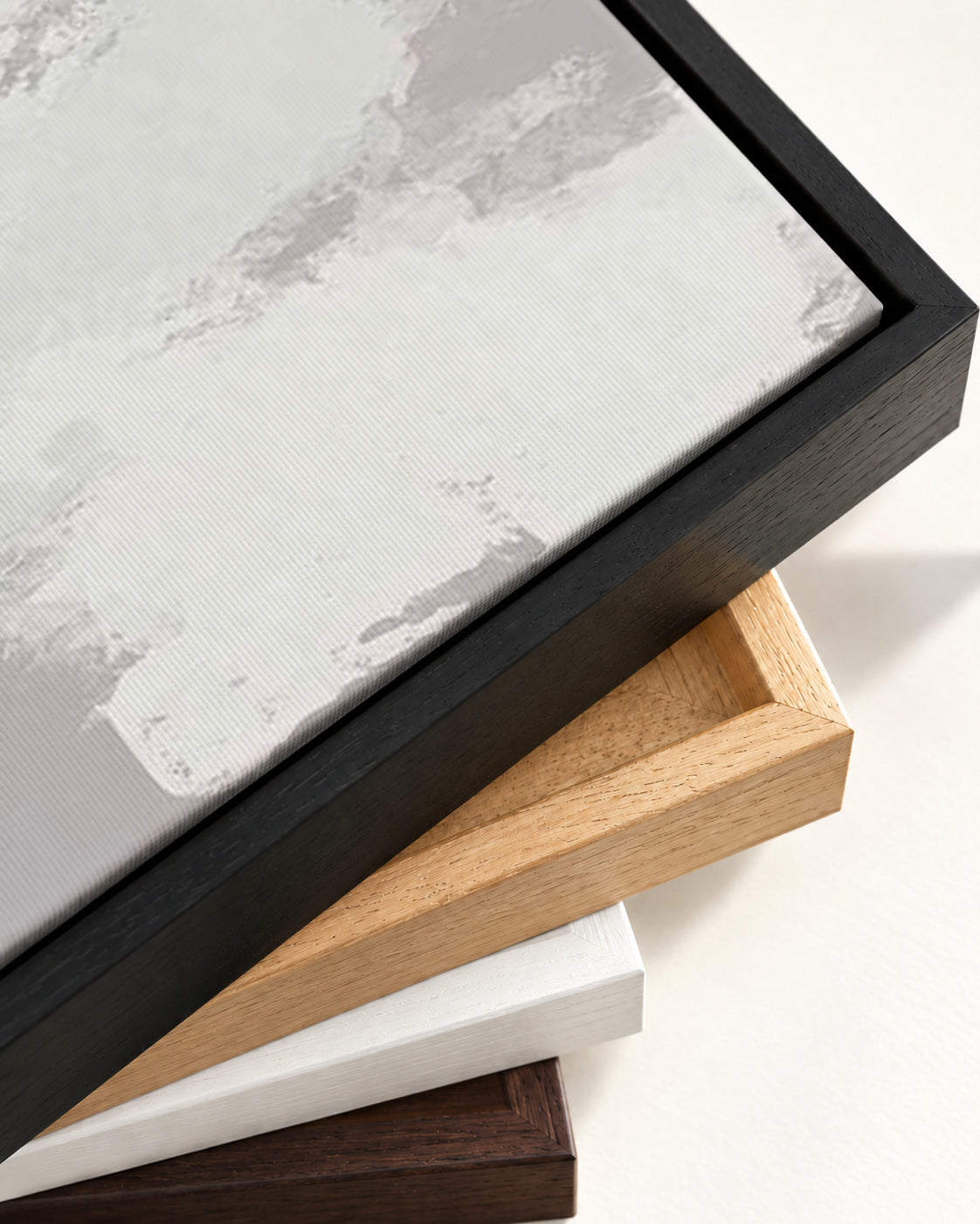 Neutral Notes No5 Canvas Art — framed canvas corner and wrapped canvas detail