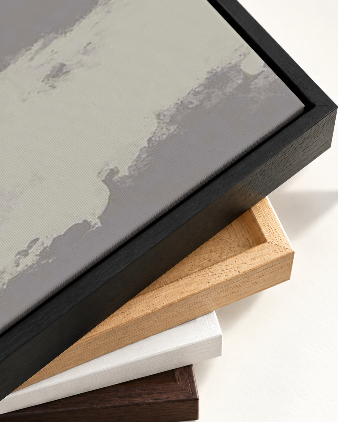 Neutral Notes No6 Canvas Art — framed canvas corner and wrapped canvas detail