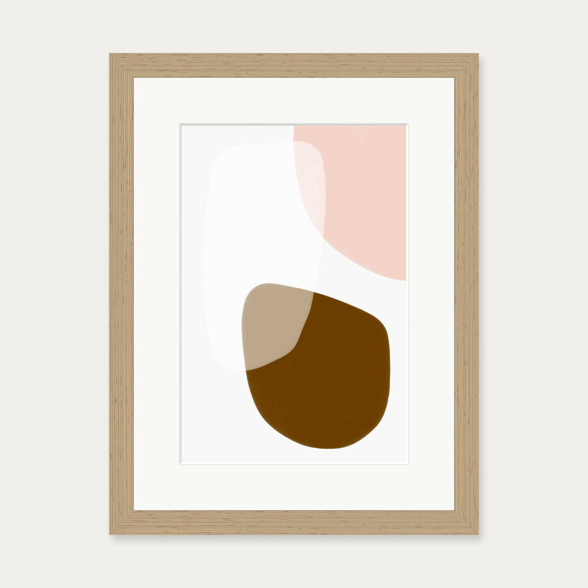 Neutral On Blush Shades Art Print — 30 x 40 cm — Oak Frame