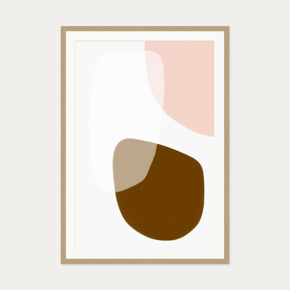 Neutral On Blush Shades Art Print — 70 x 100 cm — Oak Frame