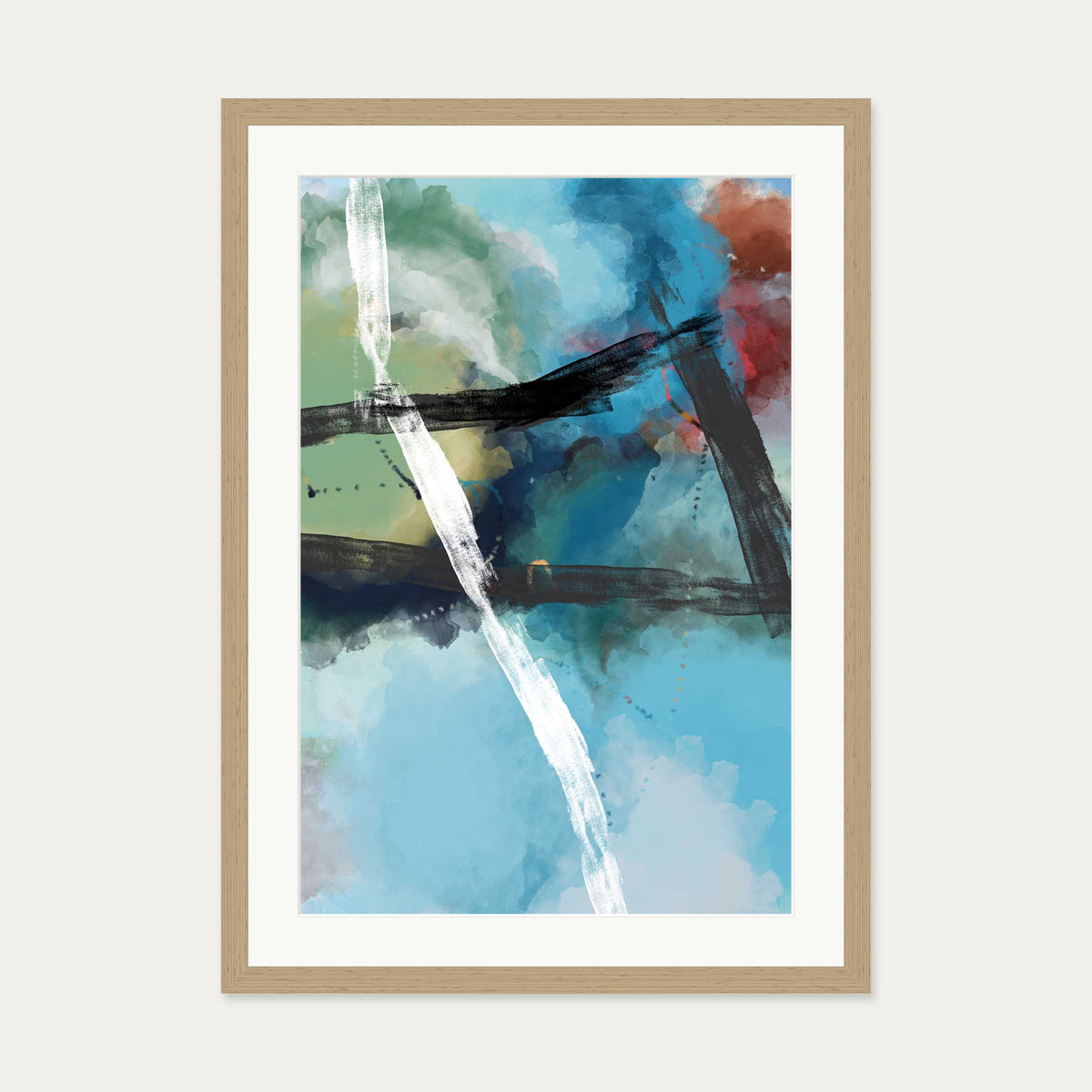 New Contemporary Art Print — 50 x 70 cm — Oak Frame