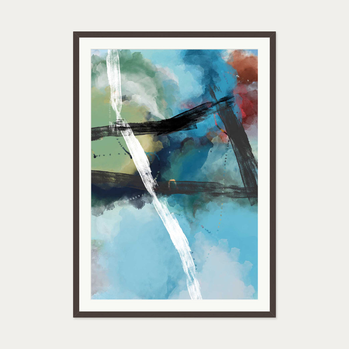 New Contemporary Art Print — 70 x 100 cm — Brown Frame