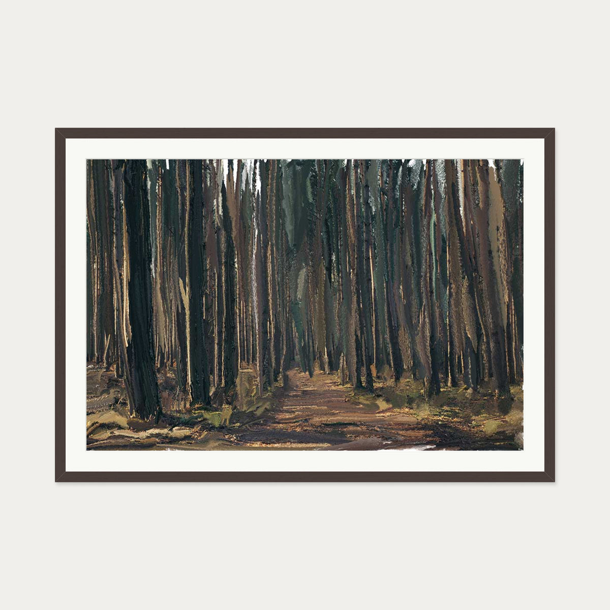 Norwegian Landscape Art Print — 70 x 100 cm — Brown Frame