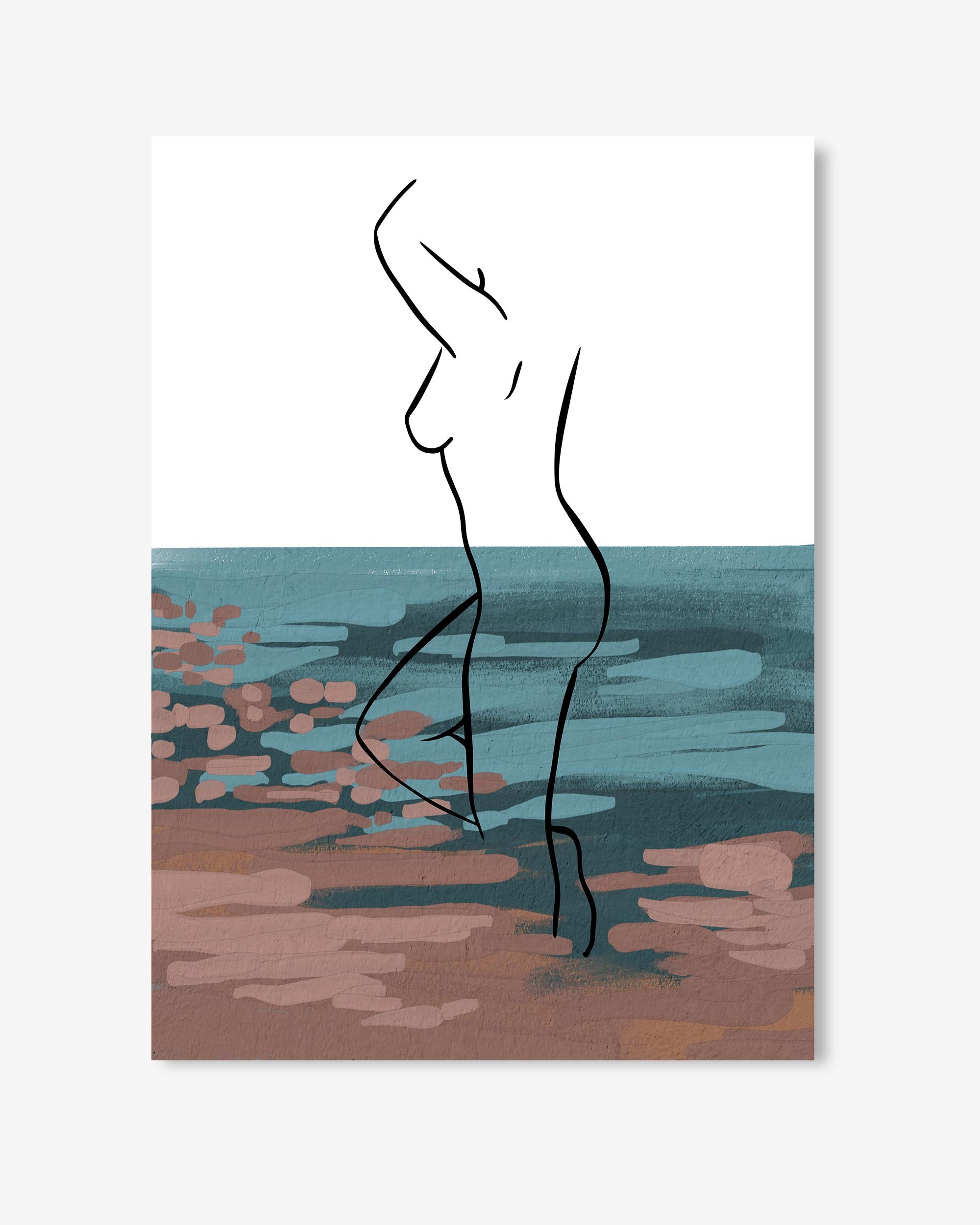 Abstract artwork of a nude figure with a colorful background