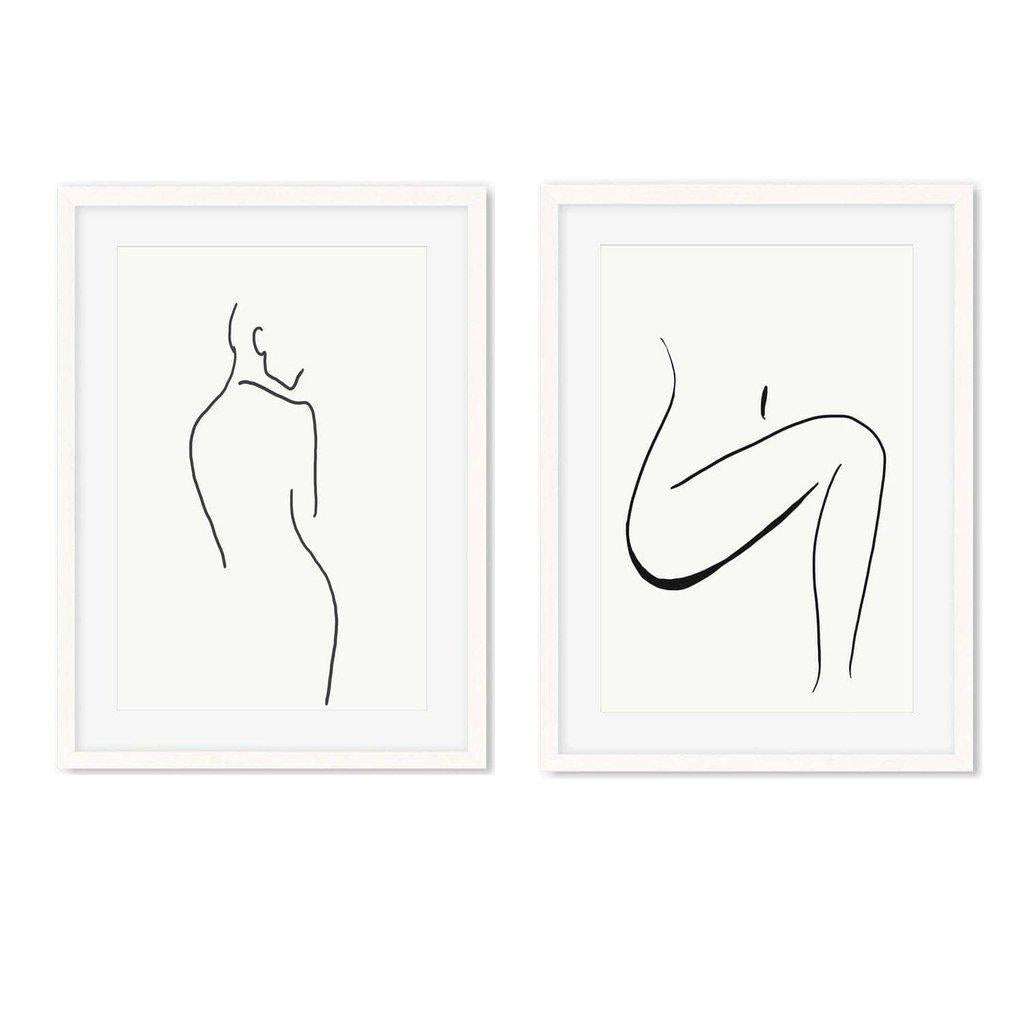 Nude Ink Drawing - Print Set Of 2