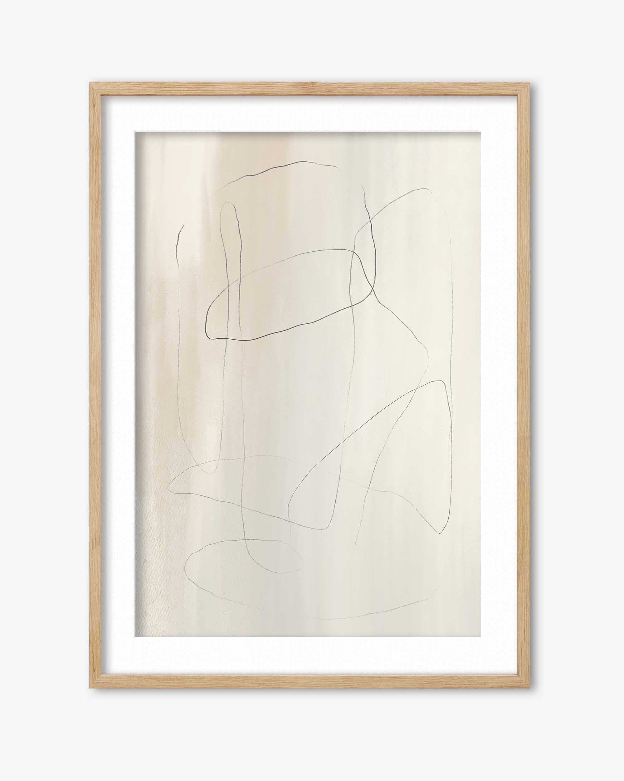 Framed abstract art with minimalistic design on a white background