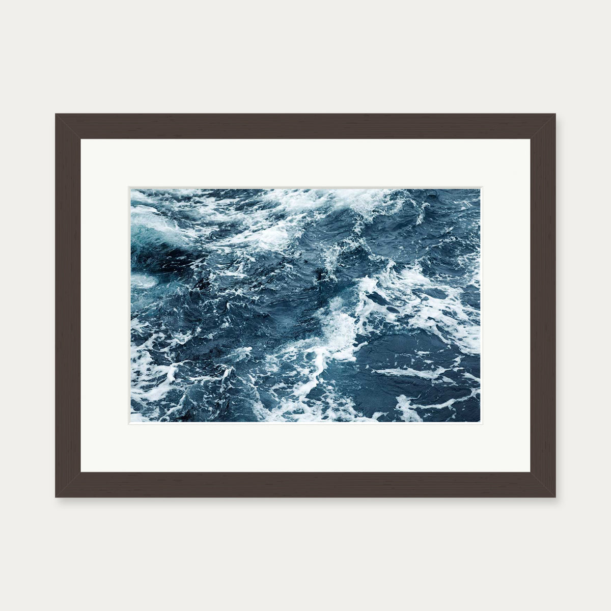 Ocean Waves Wall Art Print — 30 x 40 cm — Brown Frame