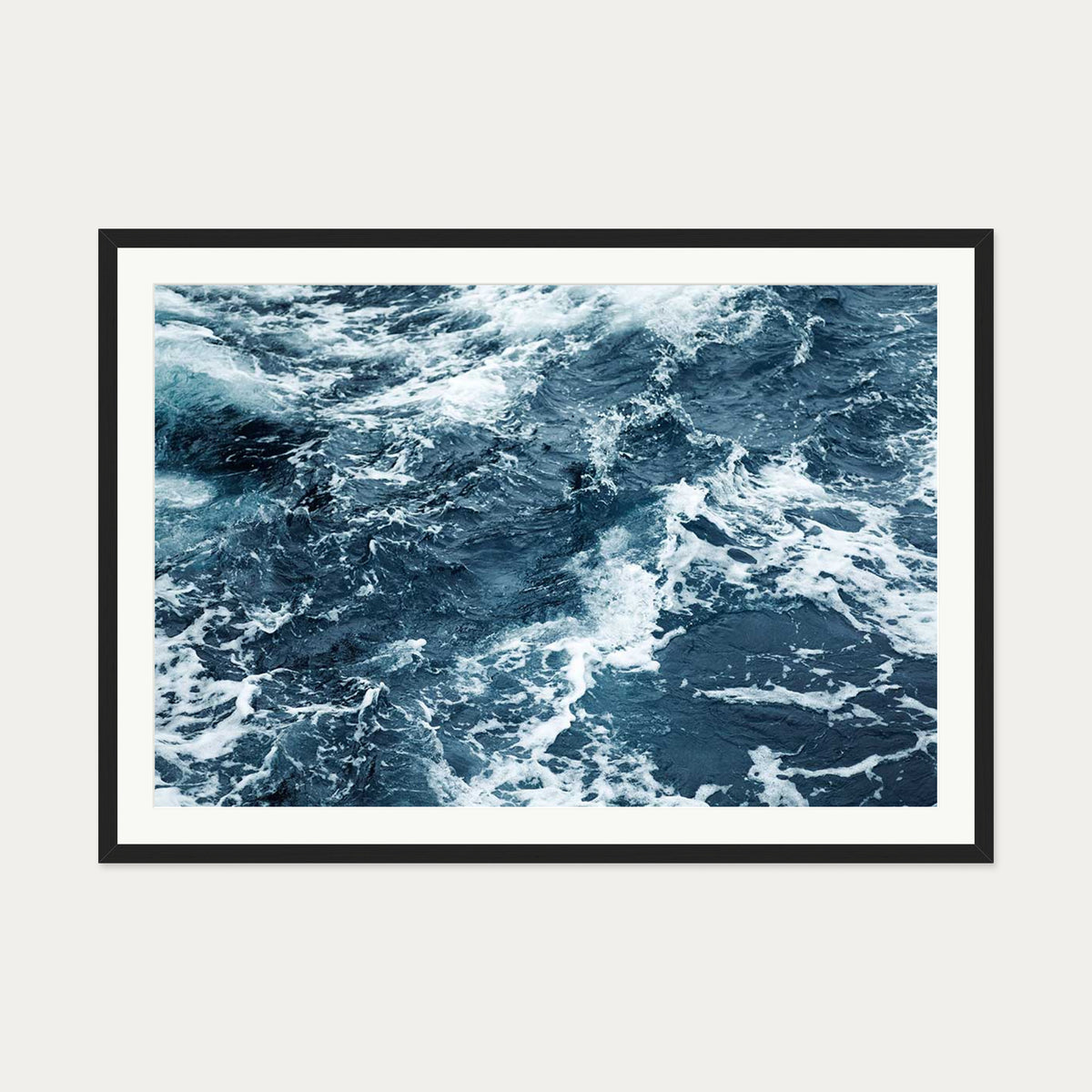 Ocean Waves Wall Art Print — 70 x 100 cm — Black Frame