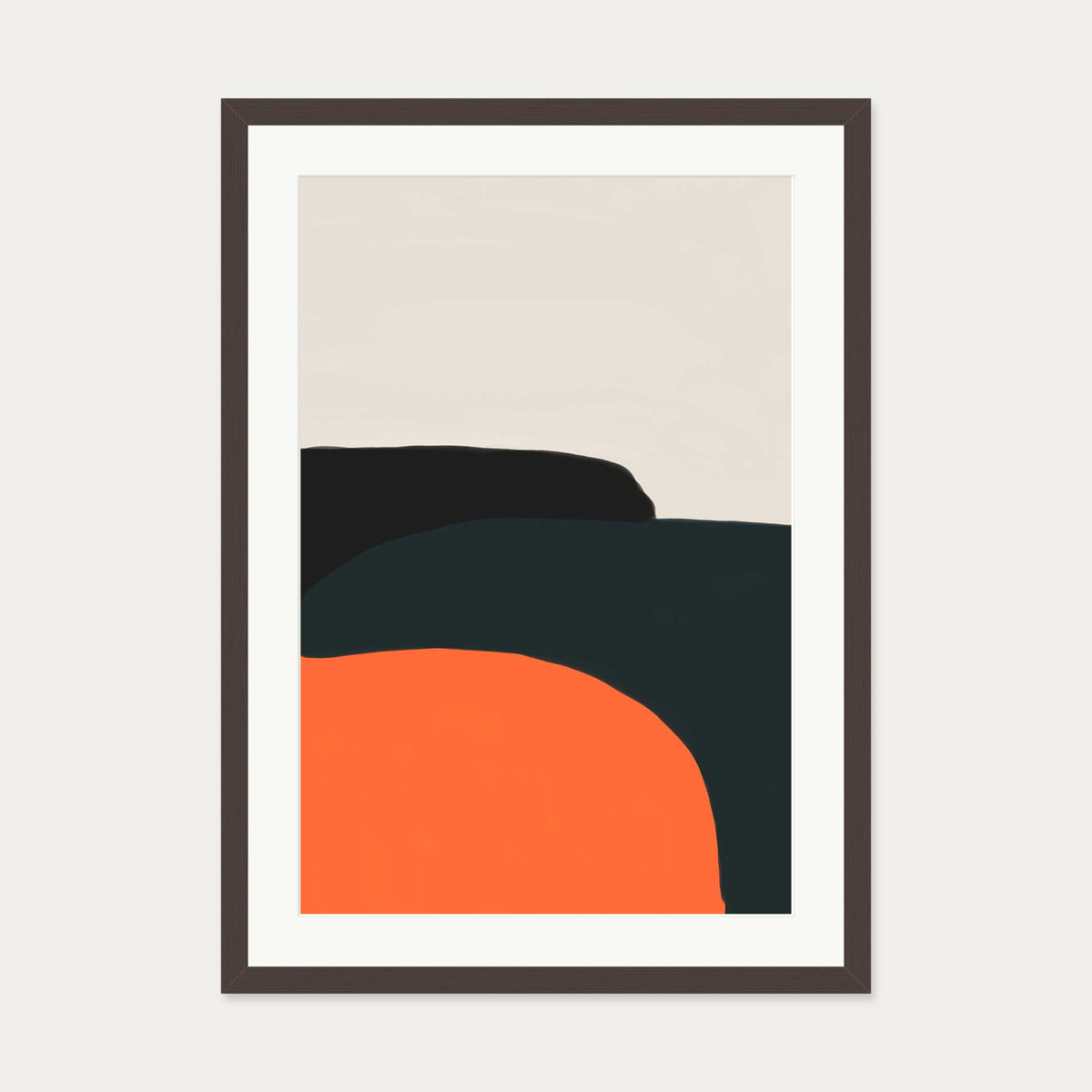 Orange And Grey Art Print — 50 x 70 cm — Brown Frame