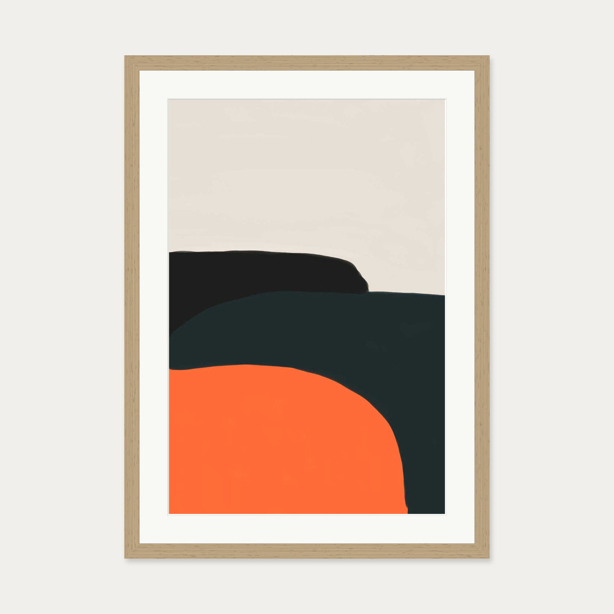 Orange And Grey Art Print — 50 x 70 cm — Oak Frame