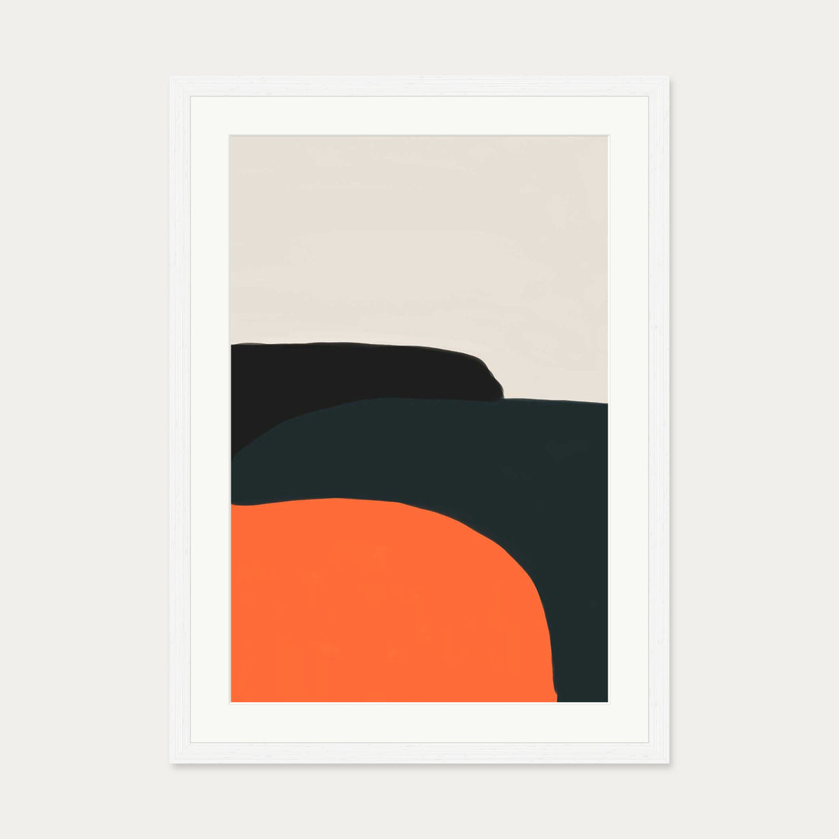 Orange And Grey Art Print — 50 x 70 cm — White Frame