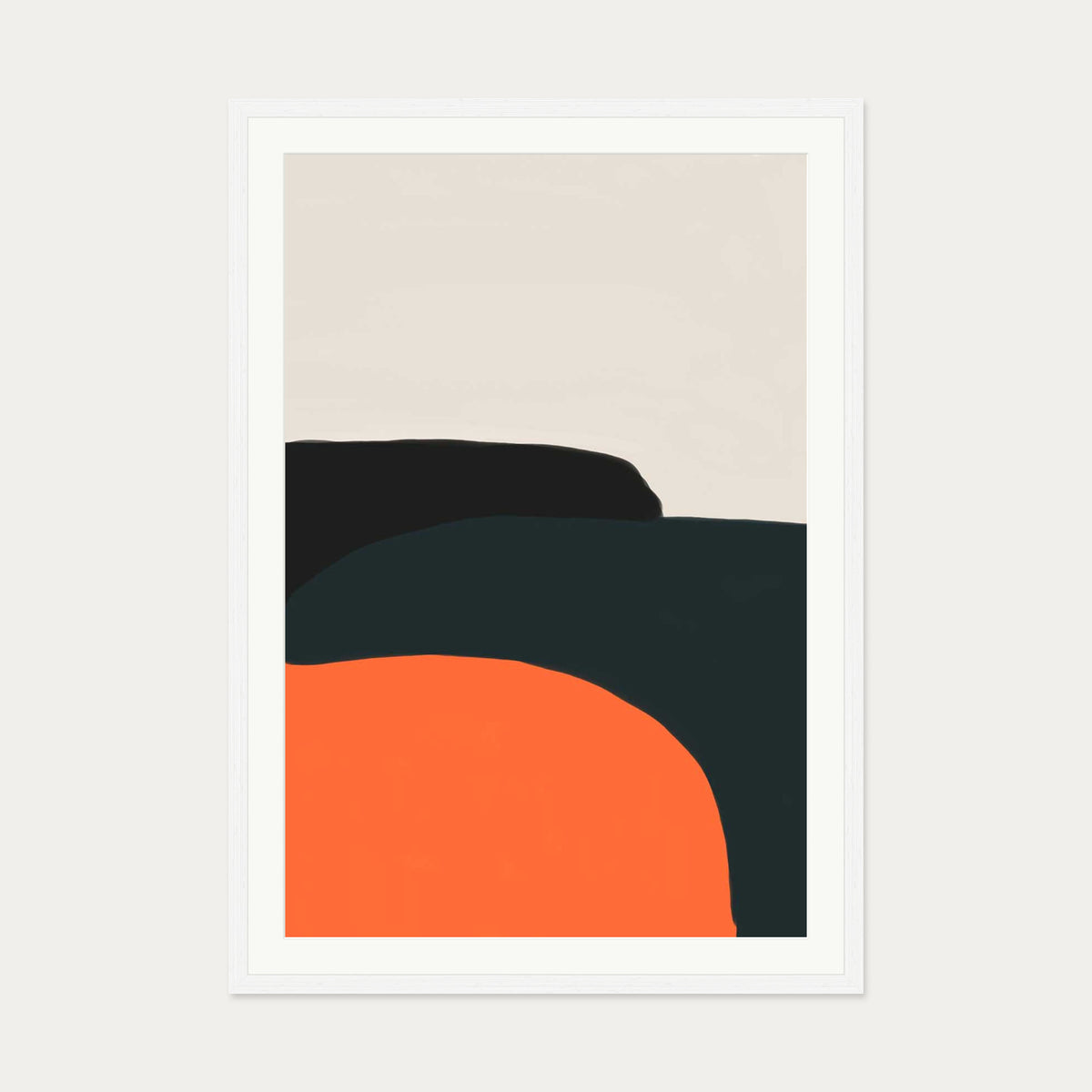 Orange And Grey Art Print — 70 x 100 cm — White Frame