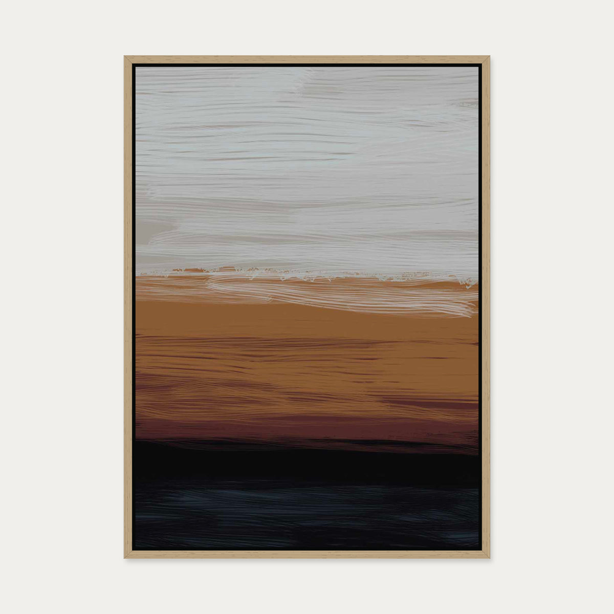 Orange Sunset Canvas Art — 50 x 70 cm — Oak Frame