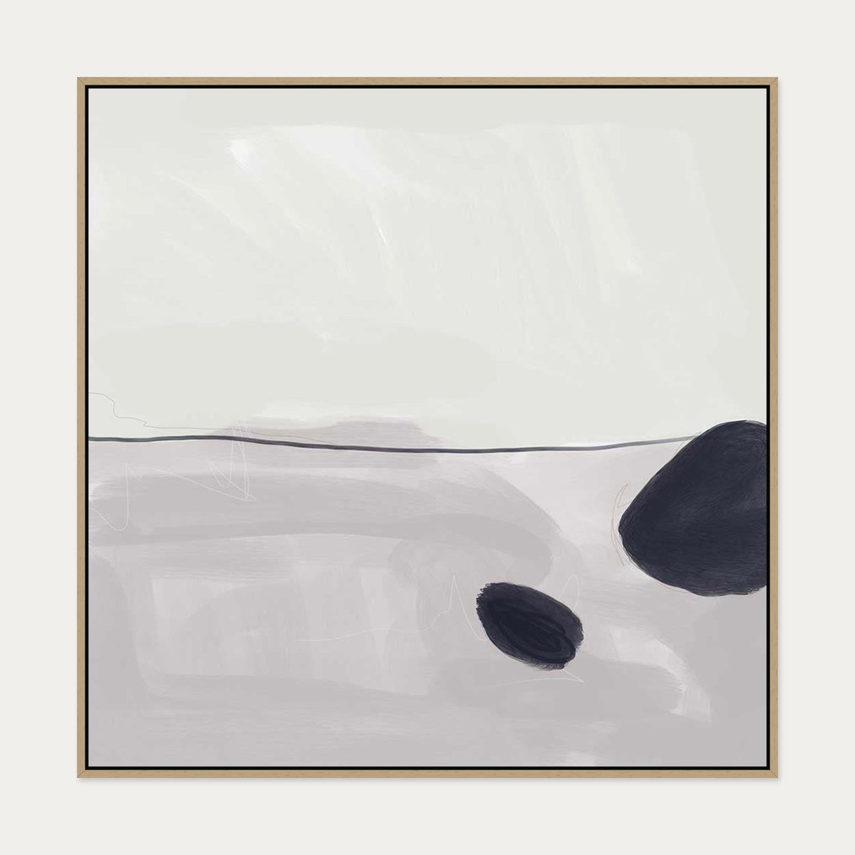 Organic Abstract I Canvas Art — 100 x 100 cm — Oak Frame