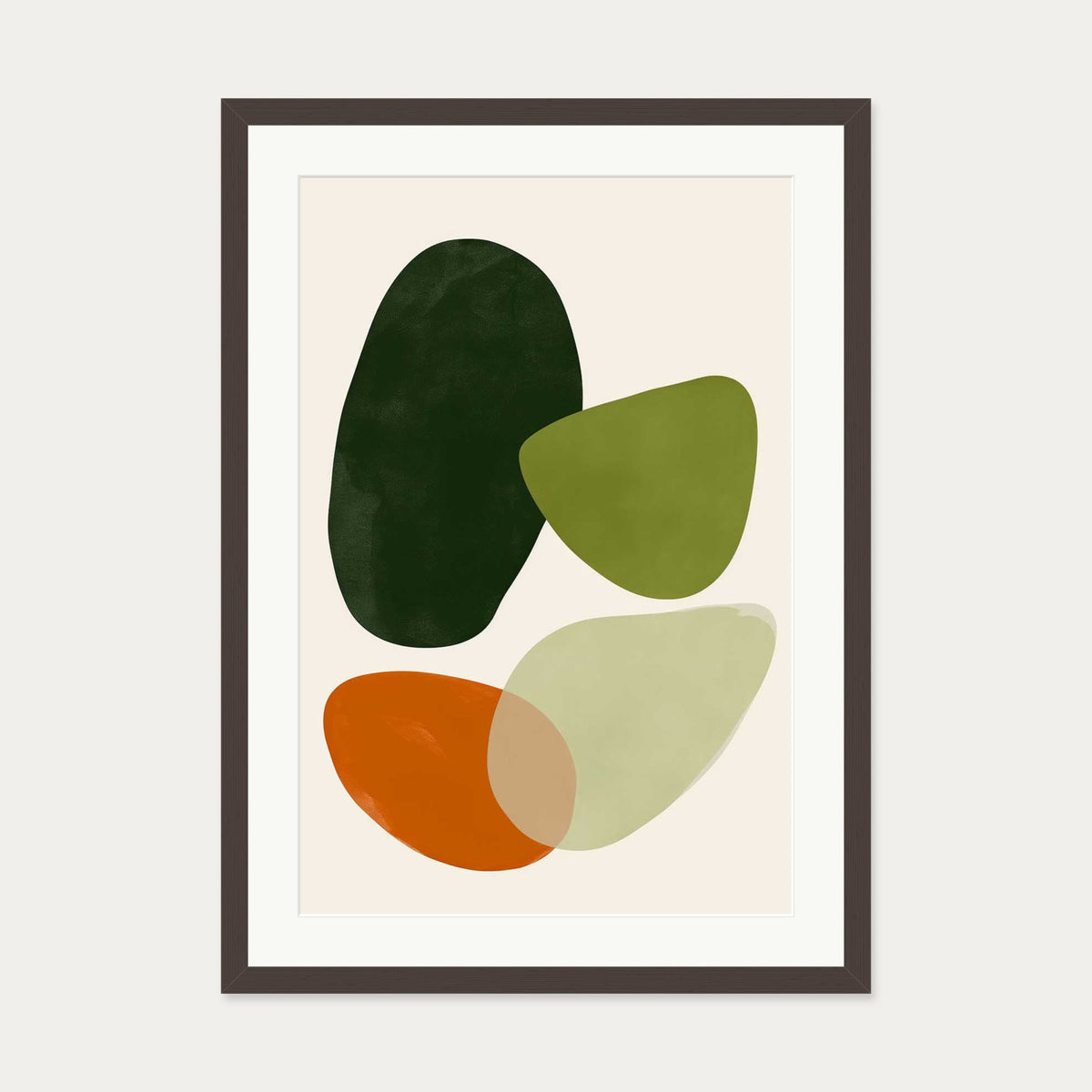 Organic Abstract Motif Wall Art — 50 x 70 cm — Brown Frame