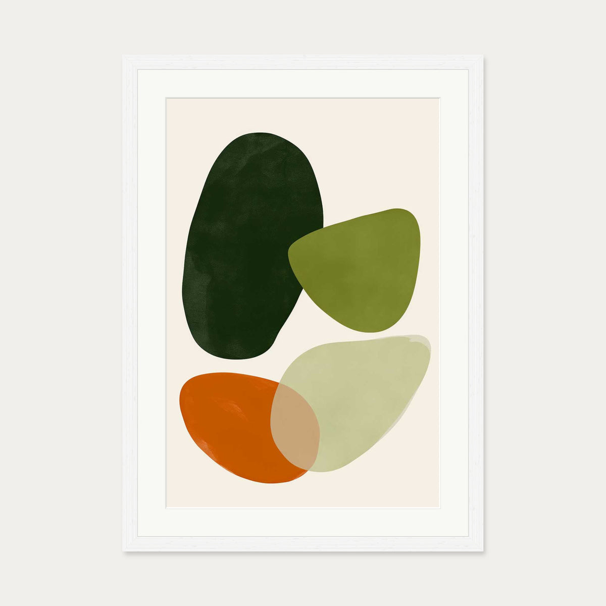 Organic Abstract Motif Wall Art — 50 x 70 cm — White Frame