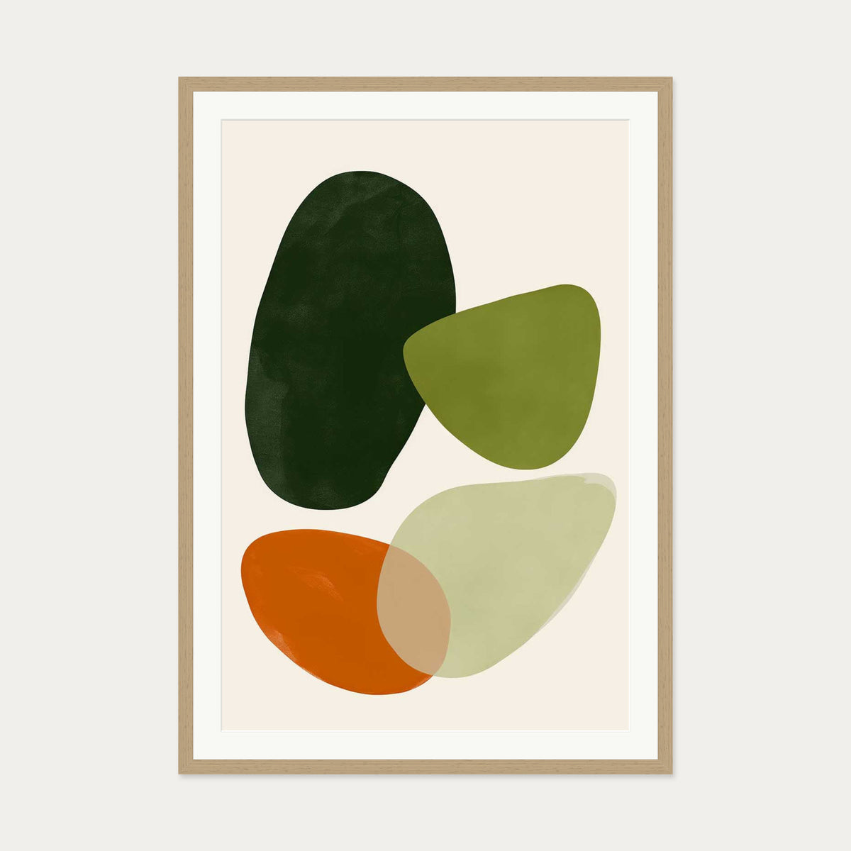 Organic Abstract Motif Wall Art — 70 x 100 cm — Oak Frame