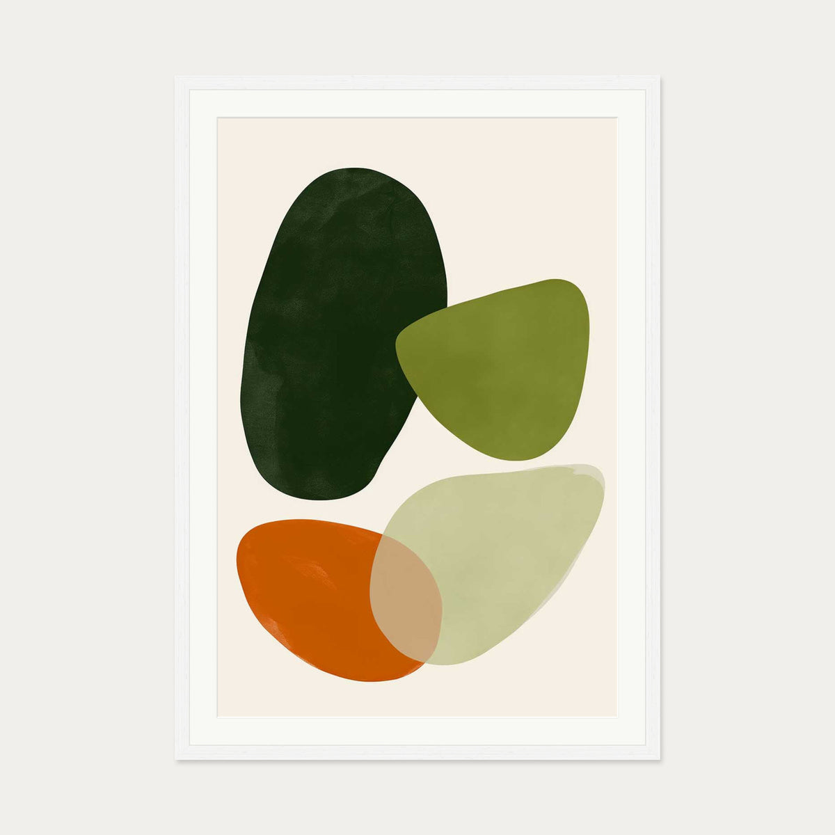 Organic Abstract Motif Wall Art — 70 x 100 cm — White Frame