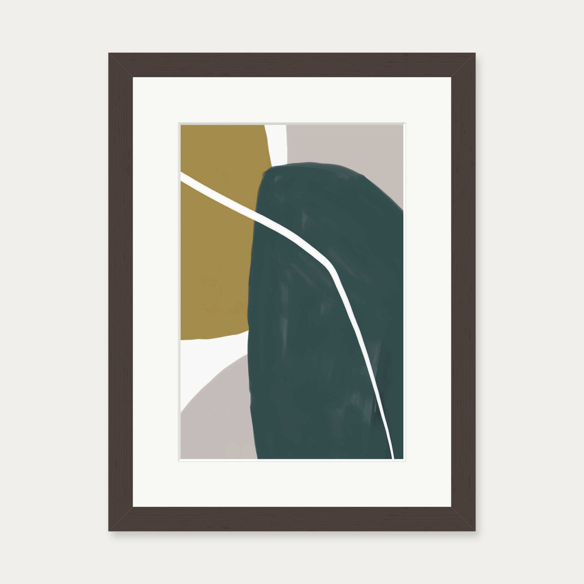 Organic Abstract Shapes Art Print — 30 x 40 cm — Brown Frame
