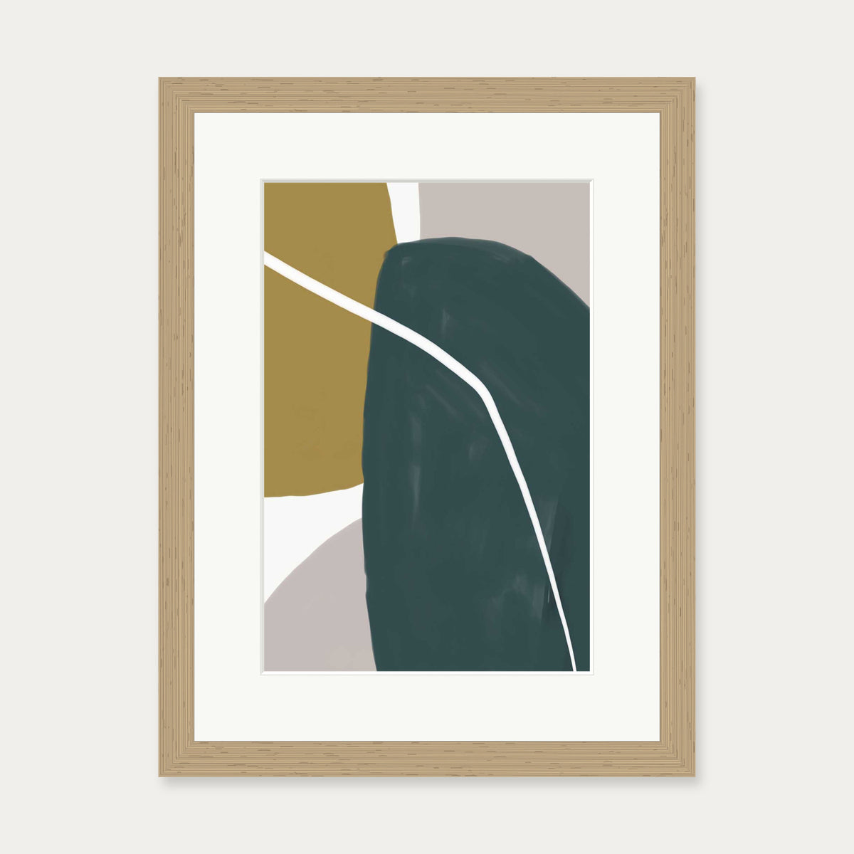 Organic Abstract Shapes Art Print — 30 x 40 cm — Oak Frame