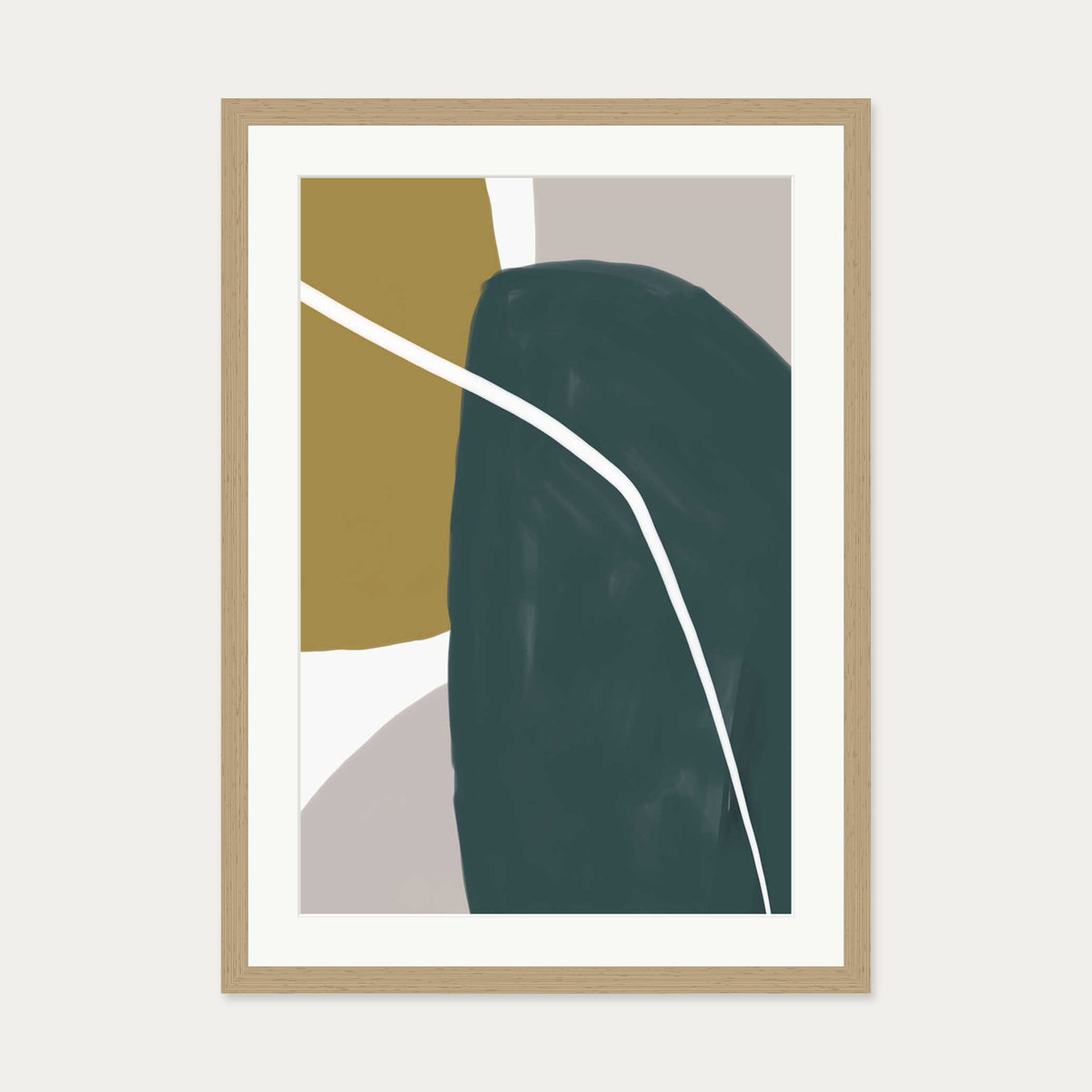Organic Abstract Shapes Art Print — 50 x 70 cm — Oak Frame