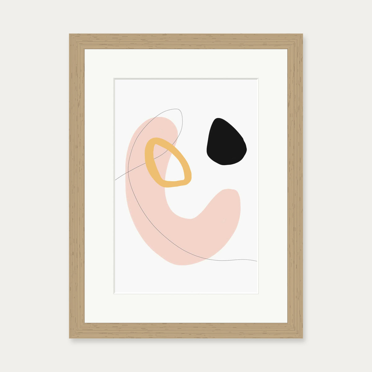 Organic Bean Shapes Art Print — 30 x 40 cm — Oak Frame