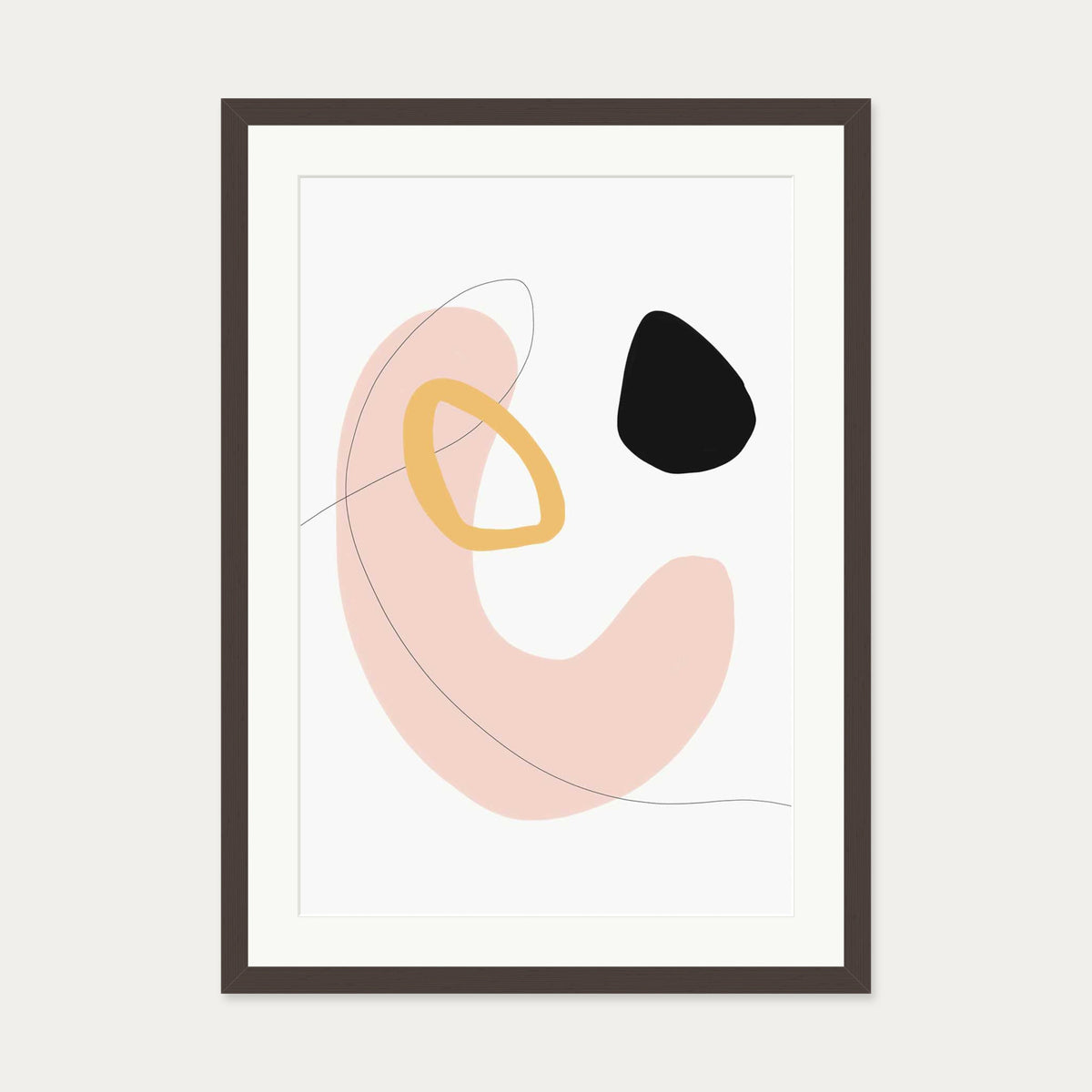 Organic Bean Shapes Art Print — 50 x 70 cm — Brown Frame