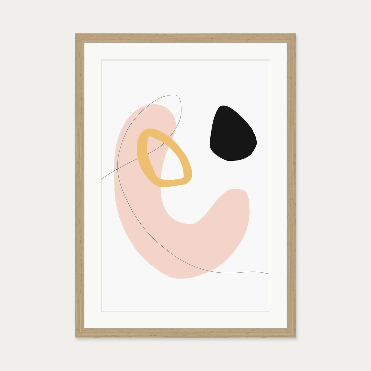 Organic Bean Shapes Art Print — 50 x 70 cm — Oak Frame