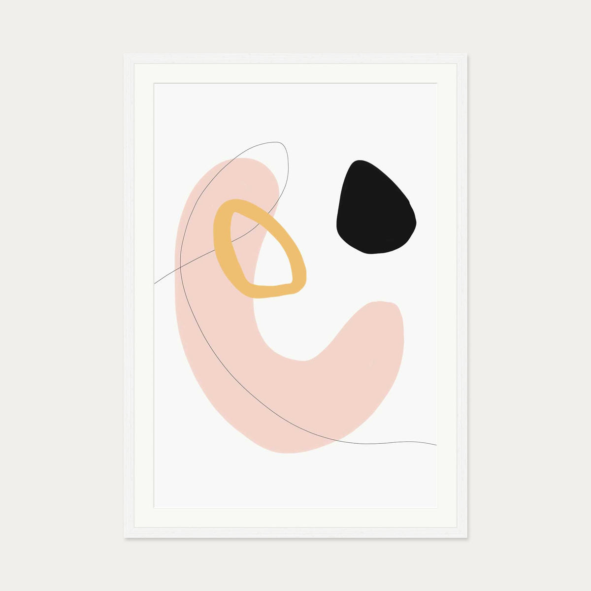 Organic Bean Shapes Art Print — 70 x 100 cm — White Frame