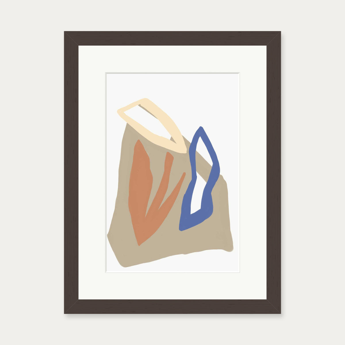 Organic Botanical Shapes Art Print — 30 x 40 cm — Brown Frame