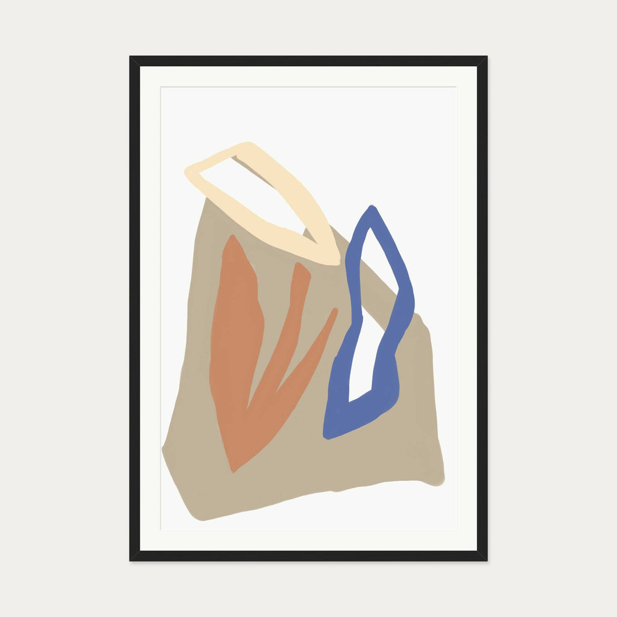 Organic Botanical Shapes Art Print — 70 x 100 cm — Black Frame