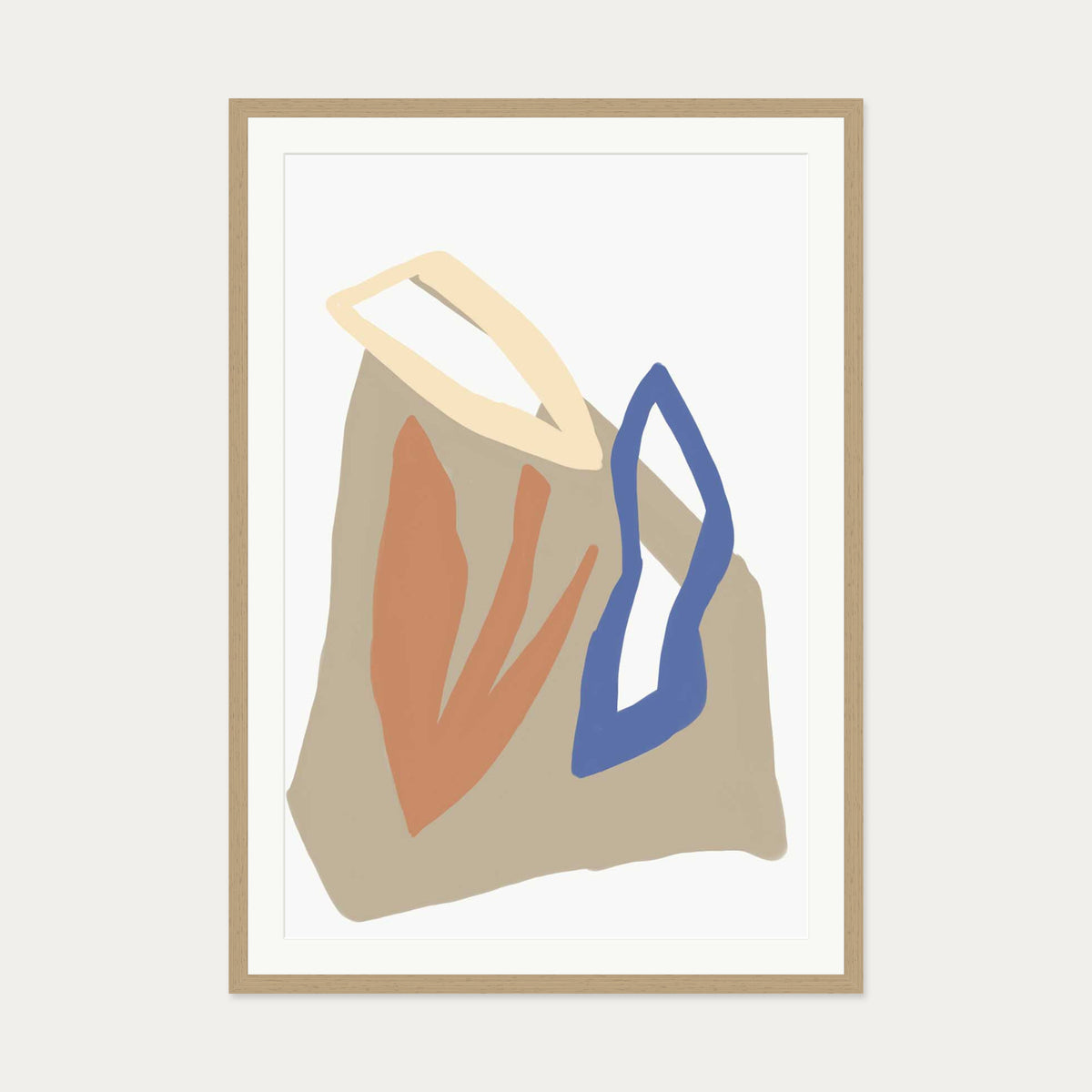 Organic Botanical Shapes Art Print — 70 x 100 cm — Oak Frame