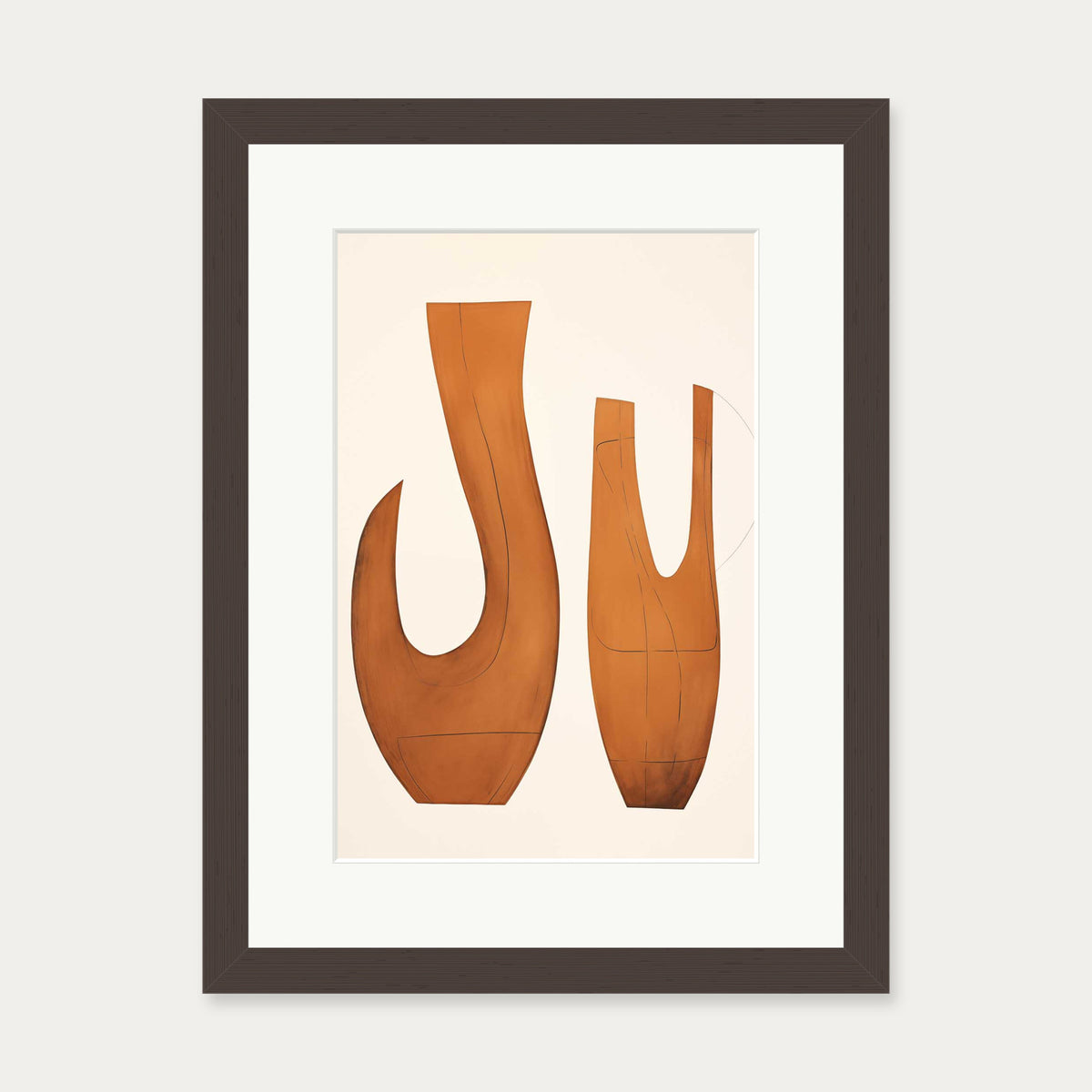 Organic Form Art Print — 30 x 40 cm — Brown Frame