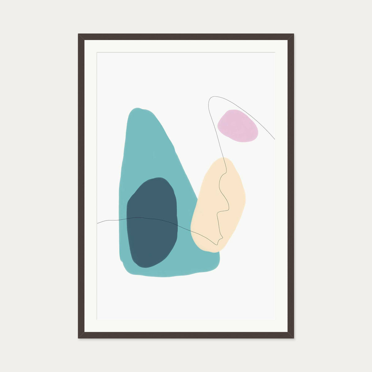 Organic Illustration Art Print — 70 x 100 cm — Brown Frame