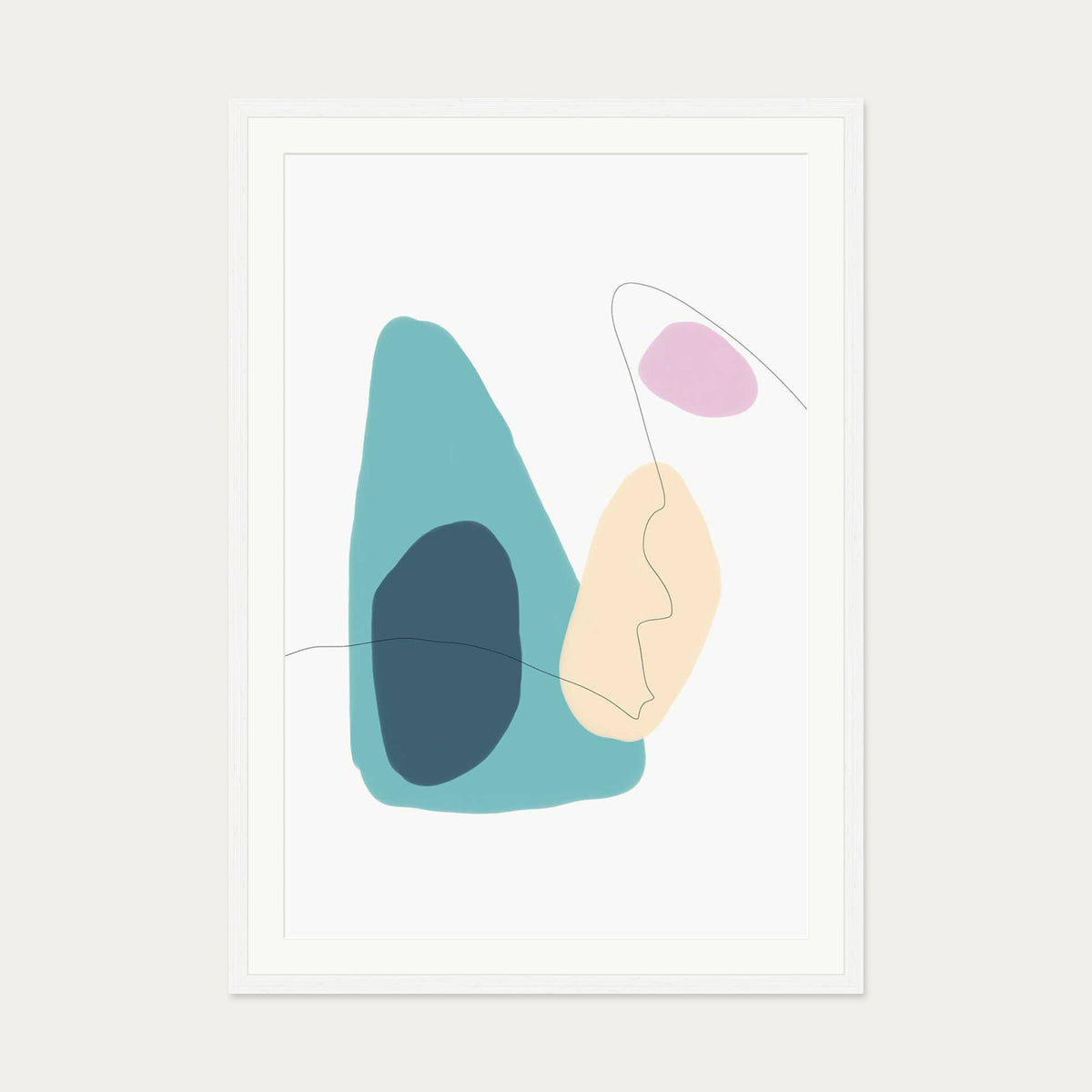 Organic Illustration Art Print — 70 x 100 cm — White Frame