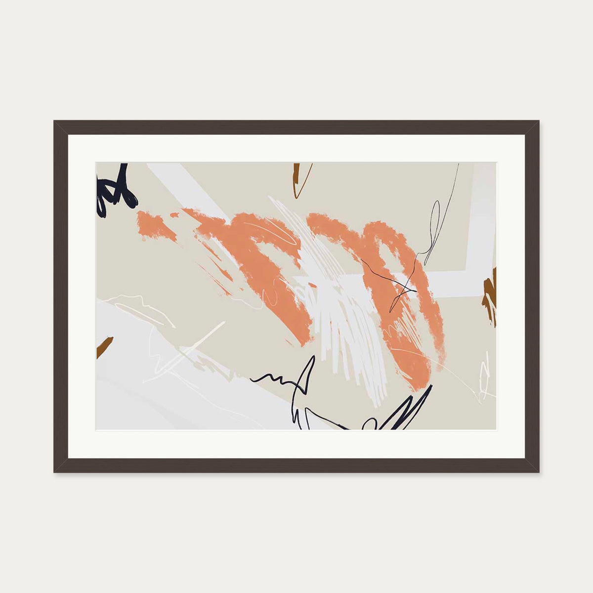 Organic Marks Art Print — 50 x 70 cm — Brown Frame