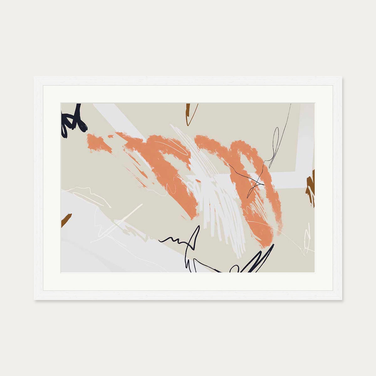 Organic Marks Art Print — 50 x 70 cm — White Frame