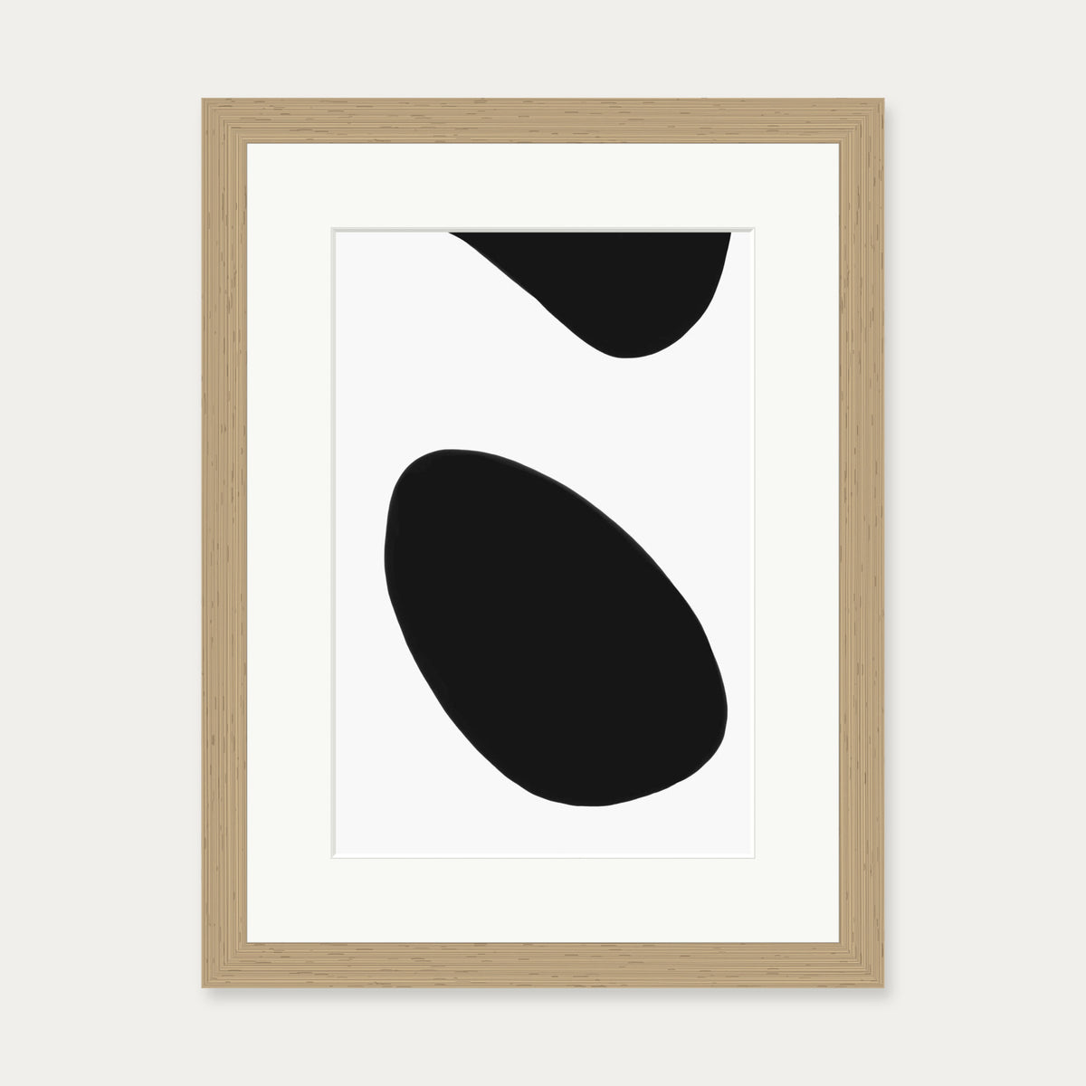 Organic Monochrome Art Print — 30 x 40 cm — Oak Frame