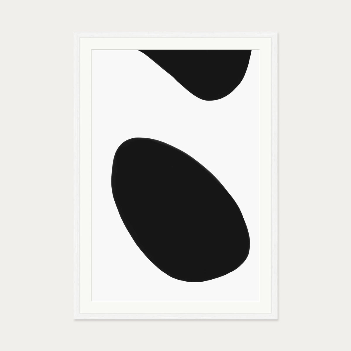 Organic Monochrome Art Print — 70 x 100 cm — White Frame