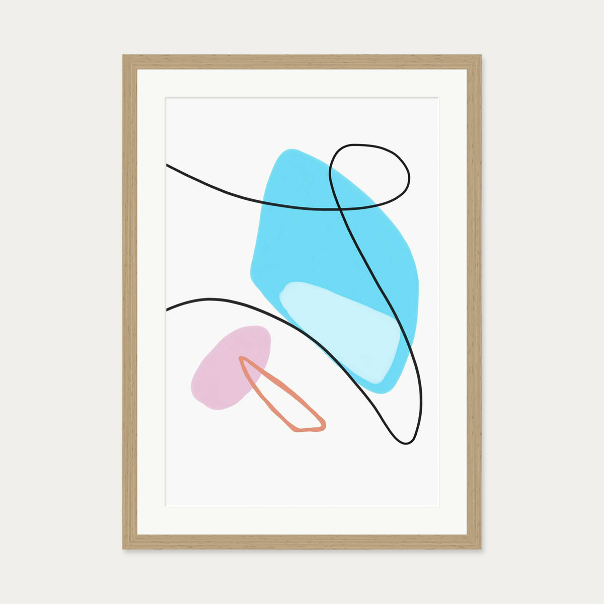 Organic Shapes Art Print — 50 x 70 cm — Oak Frame
