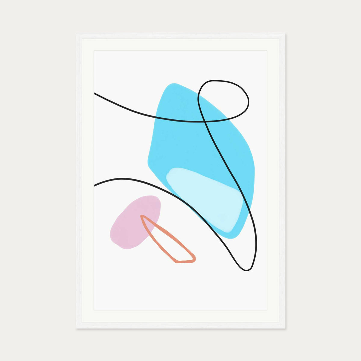Organic Shapes Art Print — 70 x 100 cm — White Frame