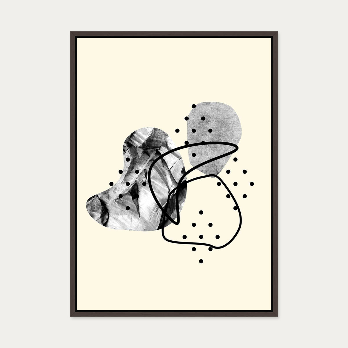Organic Shapes Canvas Art — 50 x 70 cm — Brown Frame