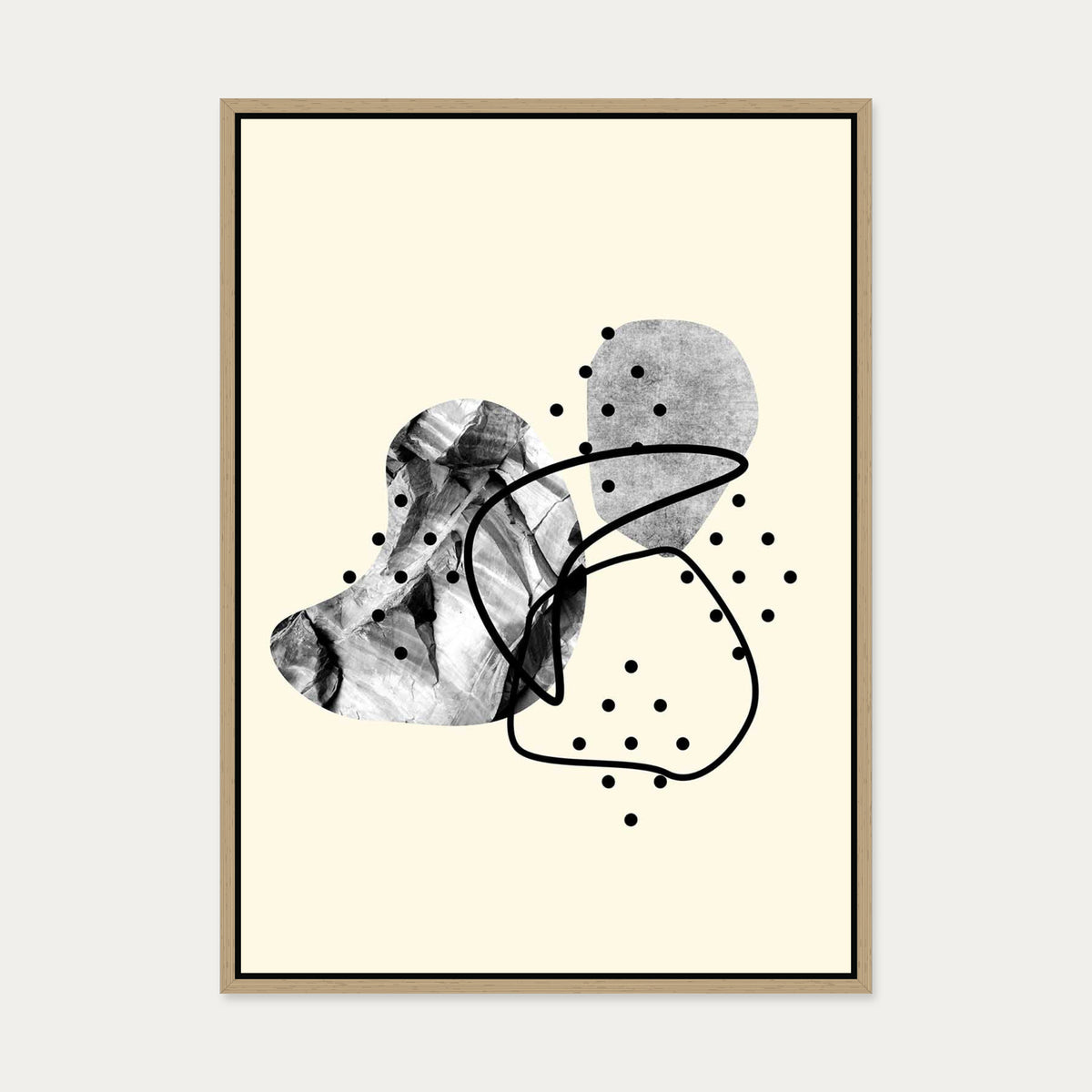 Organic Shapes Canvas Art — 50 x 70 cm — Oak Frame