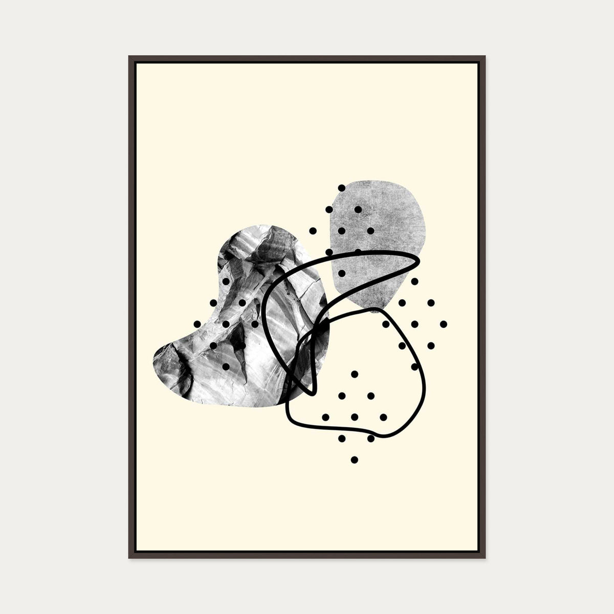 Organic Shapes Canvas Art — 70 x 100 cm — Brown Frame