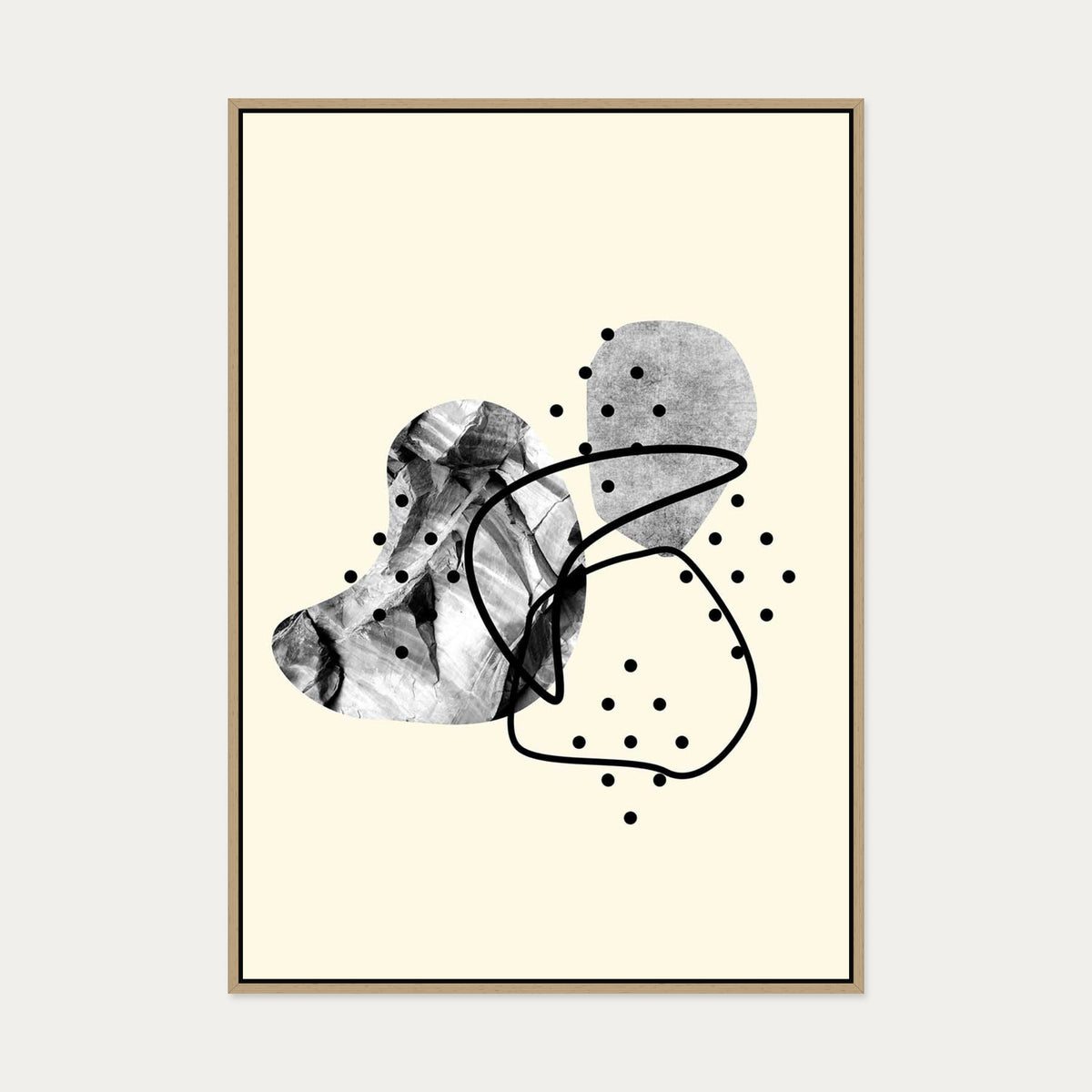 Organic Shapes Canvas Art — 70 x 100 cm — Oak Frame