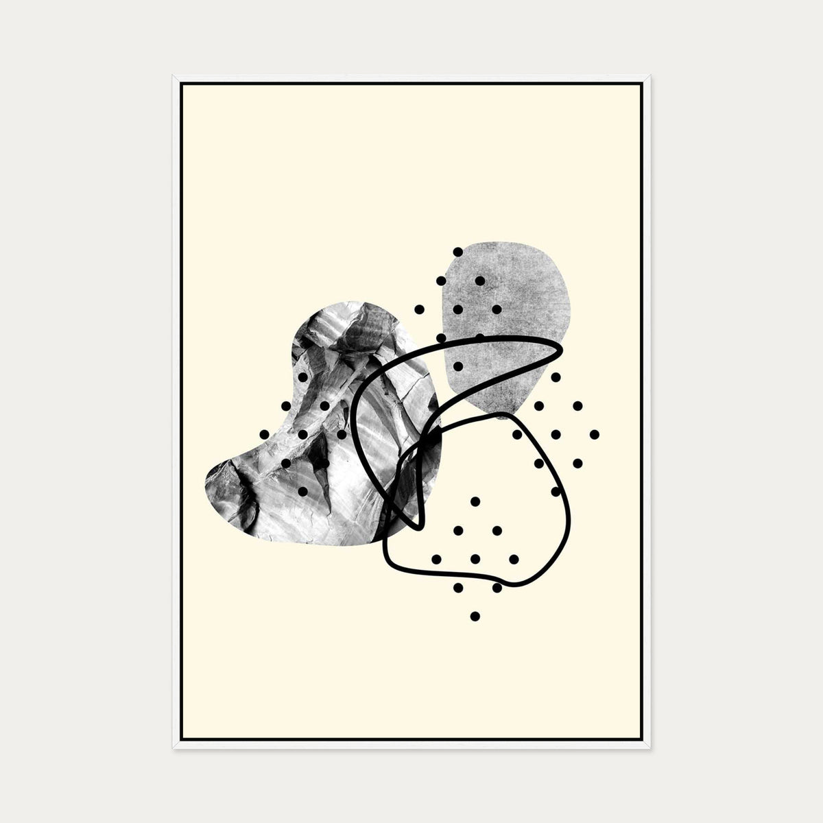 Organic Shapes Canvas Art — 70 x 100 cm — White Frame