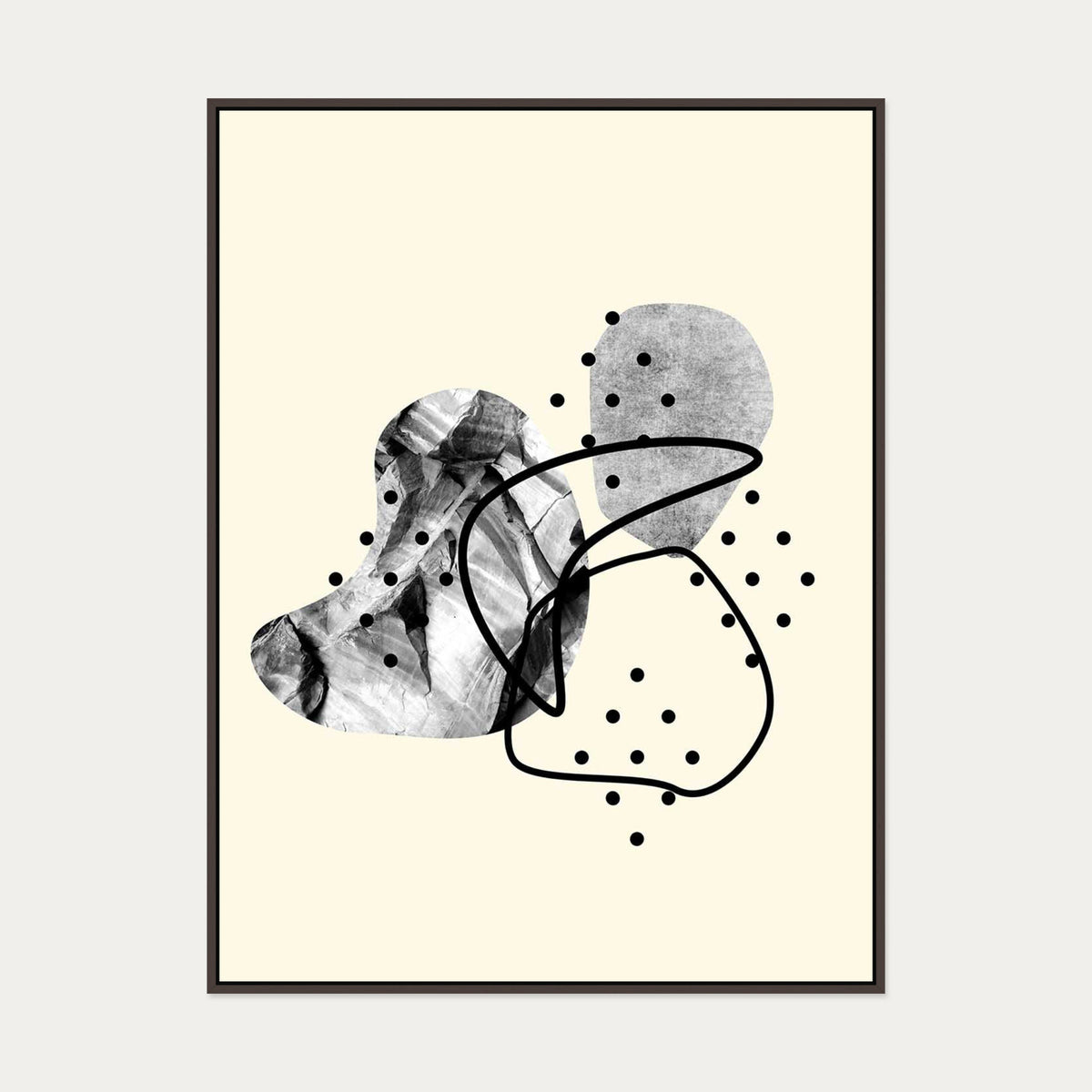Organic Shapes Canvas Art — 90 x 120 cm — Brown Frame