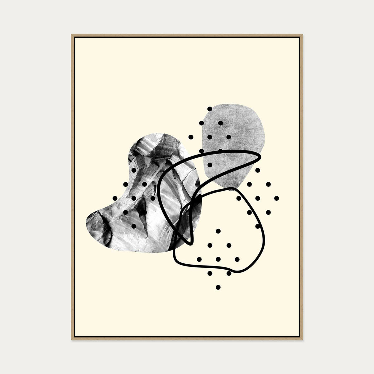 Organic Shapes Canvas Art — 90 x 120 cm — Oak Frame